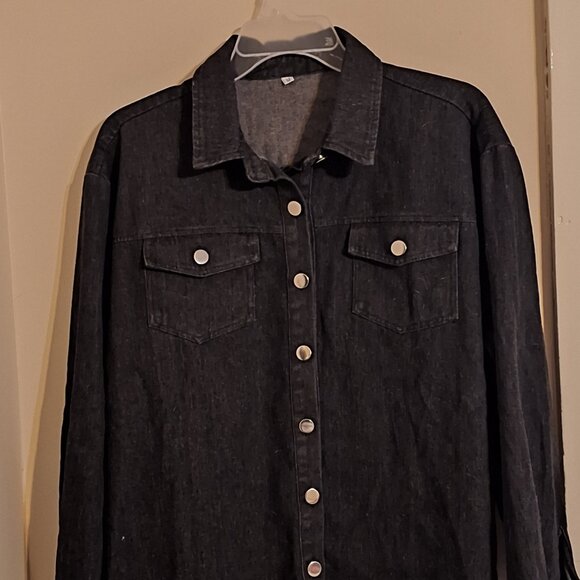 black button down shirt frayed bottom - Picture 9 of 9